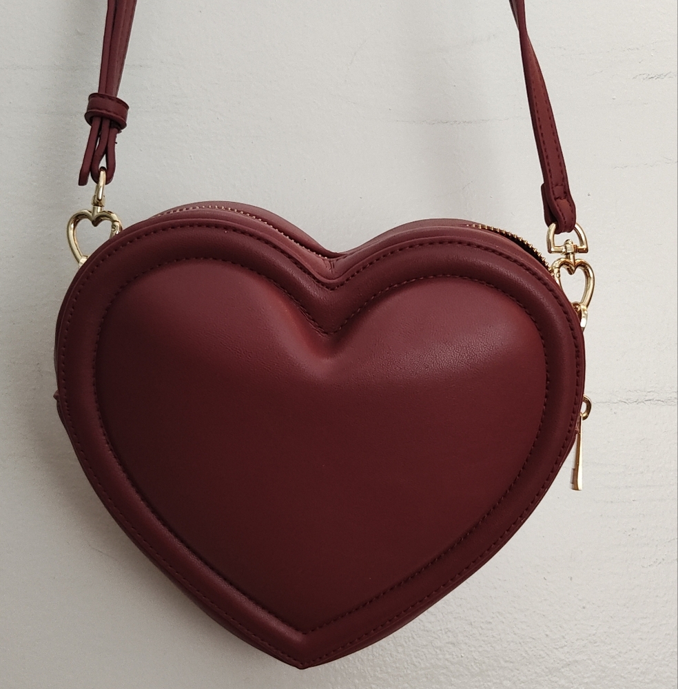 A New Day Red Heart Crossbody Bag with Gold Hardware
